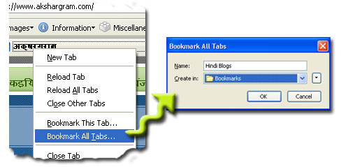 Open all bookmarks on tab